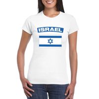 T-shirt met Israelische vlag wit dames - thumbnail