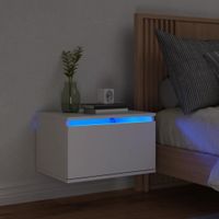 Nachtkastje met LED-verlichting wandgemonteerd wit - thumbnail
