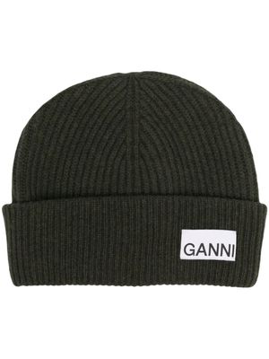 GANNI bonnet nervuré à patch logo - Vert