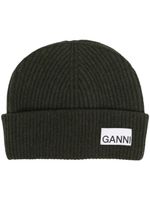 GANNI bonnet nervuré à patch logo - Vert