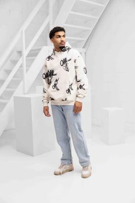 Off The Pitch Off-Mark Hoodie Heren Wit/Zwart - Maat XS - Kleur: WitZwart | Soccerfanshop