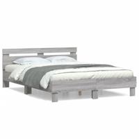 Bedframe met hoofdeinde bewerkt hout grijs sonoma 140x190 cm