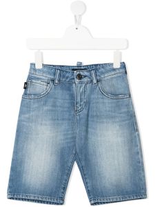 Emporio Armani Kids short en jean à effet délavé - Bleu