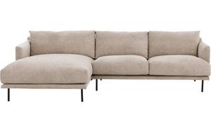 Goossens Bank Luxor Stof bruin, stof, 2,5-zits, modern design met chaise longue links