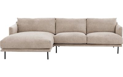 Goossens Bank Luxor Stof beige, stof, 2,5-zits, modern design met chaise longue links