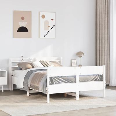 Bedframe zonder matras massief grenenhout wit 150x200 cm