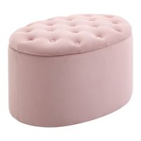 HOMCOM bank gestoffeerde bank met opbergruimte borstbank ovale vorm hal slaapkamer woonkamer fluweelzacht polyester rubber hout roze 71 x 52 x 42 cm