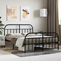 Bedframe met hoofd- en voeteneinde metaal zwart 140x200 cm - thumbnail
