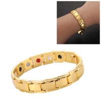 Mannen afneembare Titanium staal magnetische therapie armband sieraden (goud)