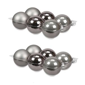 12x stuks glazen kerstballen titanium grijs 8 cm mat/glans - Kerstbal