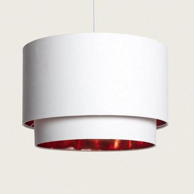 Hanglamp dubbele stoffen kap E27 fitting &apos;Royce&apos;-Wit