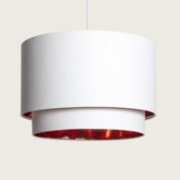 Hanglamp dubbele stoffen kap E27 fitting &apos;Royce&apos;-Wit