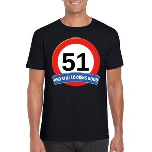 Verkeersbord 51 jaar t-shirt zwart heren