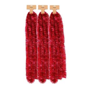 Kerstslingers - 3x - rood - folie - 270 x 5 cm - lametta - kerstboomslingers