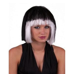 Funny Fashion Heksenpruik kort haar - zwart/wit - dames - Halloween