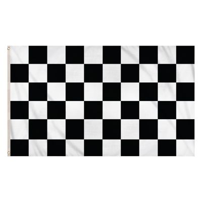 Finish vlag zwart wit met ophangringen 90 x 150 cm