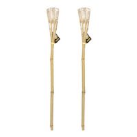 Bamboe tuinfakkels - 6x - citronella - met LED verlichting - 76 cm - Fakkels - thumbnail