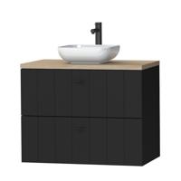 Tiger Maryport Meubelset 80 cm met 2 lades Mat zwart incl Ontario waskom Hoogglans wit - 1496018918