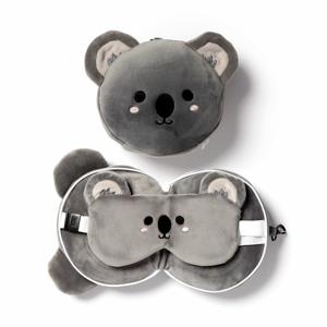 Koala knuffel/reiskussen/slaapmasker - 2-in-1 set - voor kinderen