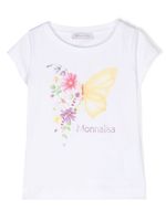 Monnalisa t-shirt fleuri à logo strassé - Blanc - thumbnail