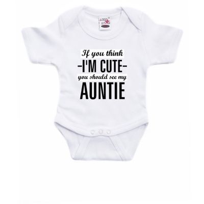 You think I am cute see my auntie cadeau baby tante rompertje wit jongen/meisje
