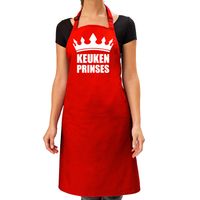 Cadeau schort voor dames - keuken prinses - rood - keukenschort - verjaardag