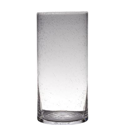 Hakbijl Glas Vaas - cilinder vorm - transparant - 40 x 19 cm - glas - vazen