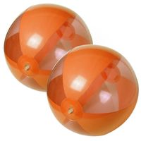 2x stuks opblaasbare strandballen plastic oranje 28 cm - Strandballen - thumbnail