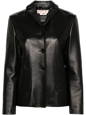Marni blazer en peau d'agneau à simple boutonnage - Noir