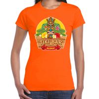 Hawaii feest t-shirt Tiki Bar Aloha - voor dames - oranje - Party verkleedkleding - carnaval