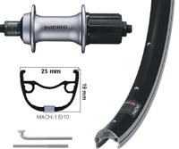 Kgs achterwiel 28 inch (622) zwart-zilver cassette 8-9 speed uitval