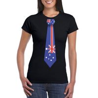 Zwart t-shirt met Australie vlag stropdas dames