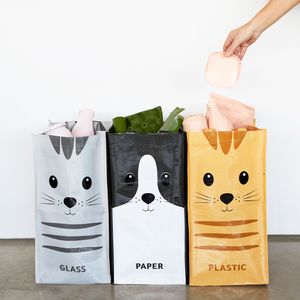 Afval Recycletassen Met Kat (set Van 3)