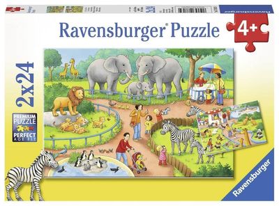 Ravensburger puzzel 2x24 stukjes een dag in de dierentuin