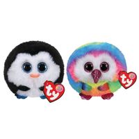 Ty - Knuffel - Teeny Puffies - Waddles Penguin & Owen Owl