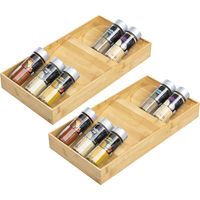 Kruidenrek lade organizer 3-laags - 2x - bamboe hout - 20 x 38 x 5 cm - thumbnail