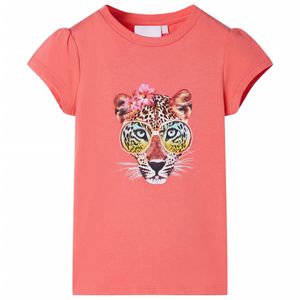 Kindershirt 128 koraalkleurig