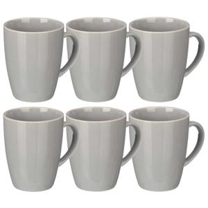 Vessia Design koffie mokken/bekers met oor - 6x stuks - grijs - keramiek - 330 ml