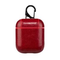 Draadloze oortelefoons Litchi textuur schokbestendig silicone beschermhoes voor Apple AirPods 1/2 (rood)