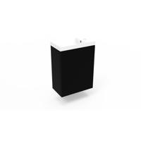 Fonteinkast Mat Zwart Arcqua Luna 40x55x28 cm Incl. Fontein Mat Wit Met Overloop Arcqua