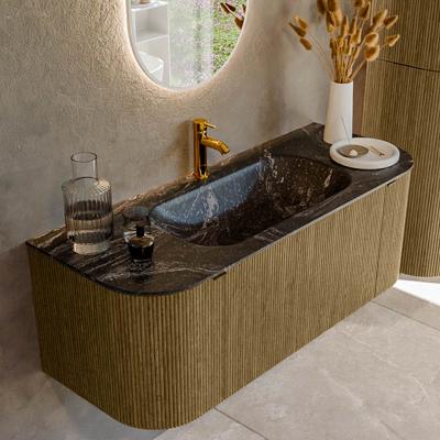 Badmeubel Mondiaz Kurve-Dlux | 120 cm cm | Meubelkleur Dusk | Wastafelkleur Lava | Solid surface | Wasbak midden spoelbak | 1 kraangat