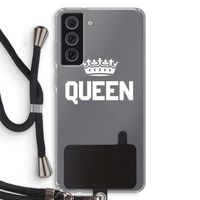 Queen zwart: Samsung Galaxy S21 FE Transparant Hoesje met koord