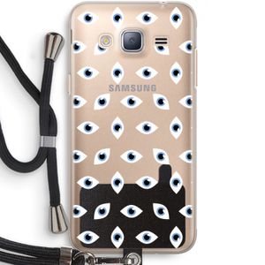 Eyes pattern: Samsung Galaxy J3 (2016) Transparant Hoesje met koord