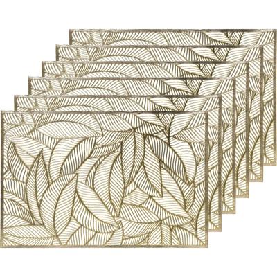 Decoris Tafel placemats - 6x - gouden bladeren - 30 x 45 cm - diner - ontbijt - kerst