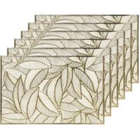 Decoris Tafel placemats - 6x - gouden bladeren - 30 x 45 cm - diner - ontbijt - kerst
