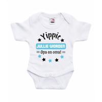 Baby rompertje - yippie jullie worden opa en oma - blauw - kraam cadeau - thumbnail