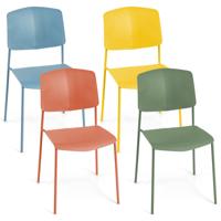Set van 4 Eetkamerstoelen Bijzetstoelen Zonder Armleuningen Ergonomische Rugleuning en Brede Zitting Stapelbaar Capaciteit 160 kg-Multicolor