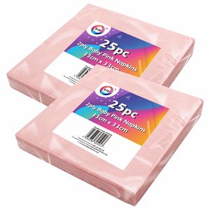 50x Lichtroze servetten 2-laags van papier 33 x 33 cm