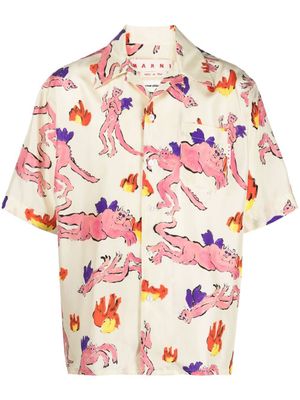 Marni chemise en soie à imprimé graphique - Jaune