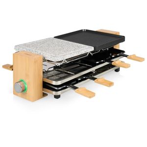 Princess 162635 raclette 8 persoon/personen 1300 W Zwart, Grijs, Hout